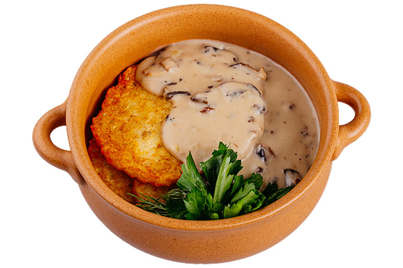 Драники  с грибами и луком