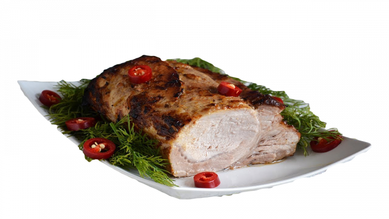 Запечённое мясо свинины в огне