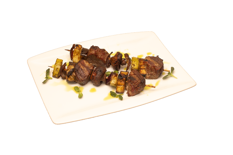 Шашлык из свинины с овощами